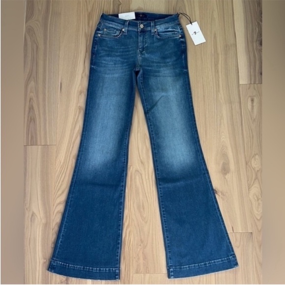 7 For All Mankind Dojo Original Jeans Trouser NWT Size 25 7FAMK Silver Stitching - Picture 3 of 9